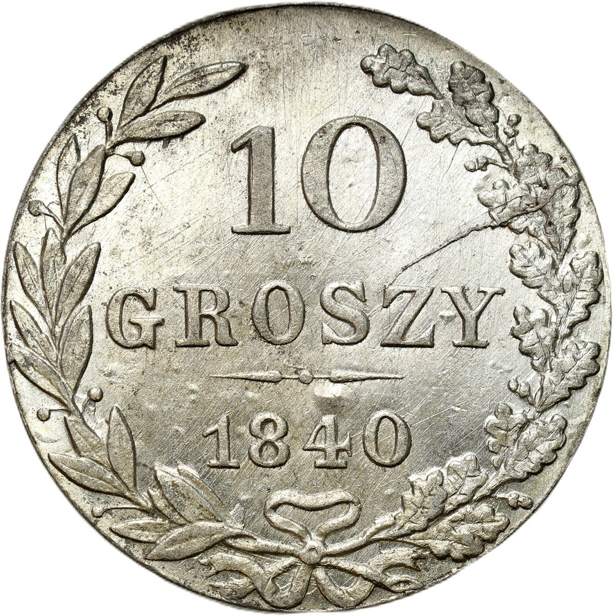 Polska XIX w. / Rosja, Mikołaj I. 10 groszy 1840 MW, Warszawa – PIĘKNE